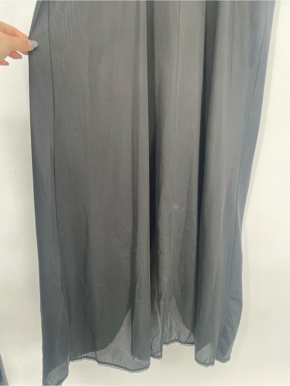 Vintage Black & Red Long Nylon Slip Nightgown Lace & Satin Ribbon Accents - Picture 11 of 13